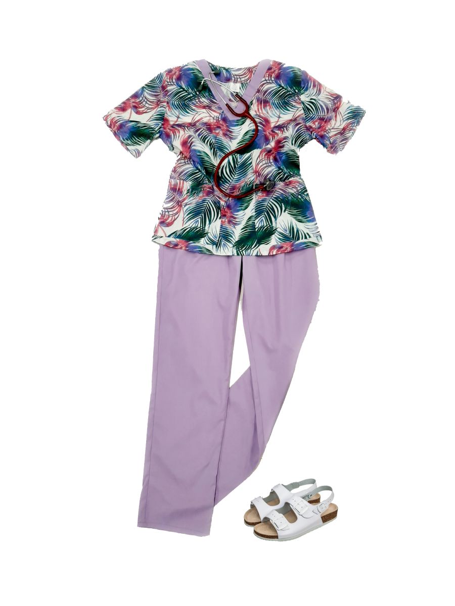 ubranie medyczne komplet fiolet bluzka spodnie